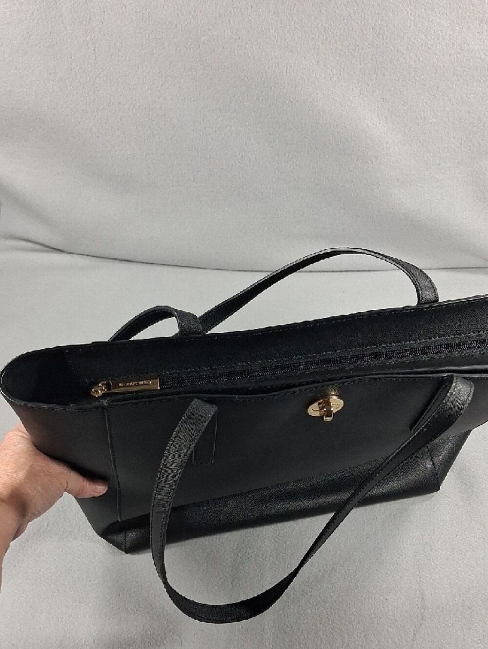 Michael Kors Black Saffiano Tote with Gold Logo - Picture 4 of 11